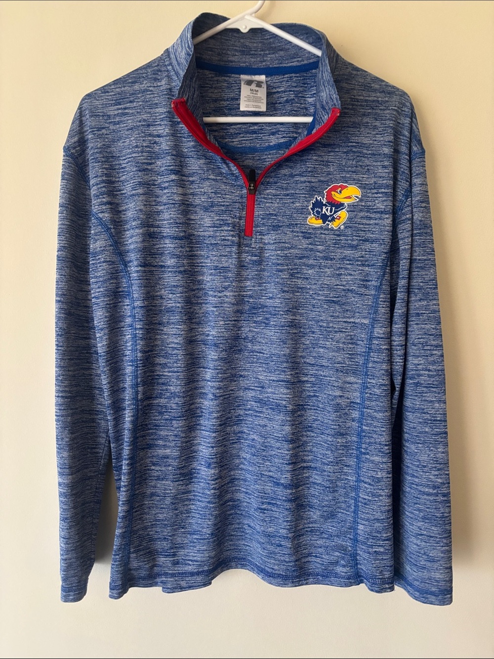 Russell Athletic Kansas Jayhawks Blue Heather Quarter-Zip Pullover